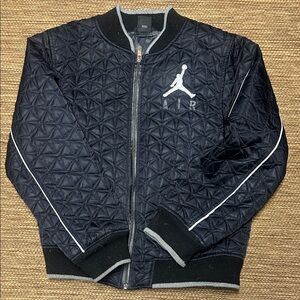 Jordan Quilted Bomber Jacket in Black with White Trim